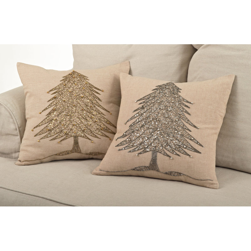 Greyleigh Belleville Sapin De Noel Square Cotton Throw Pillow Reviews Wayfair
