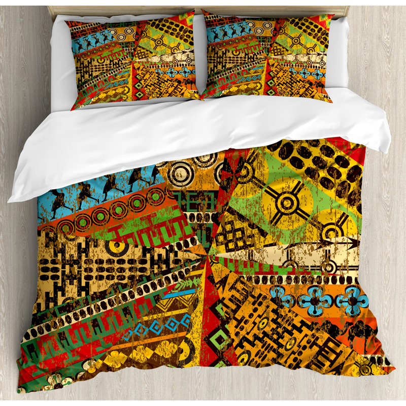 East Urban Home African Grunge Collage With Ethnic Motifs Tribal