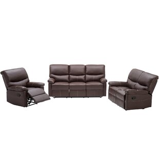 Sean 3 Piece Faux Leather Reclining Living Room Set by Lark Manor™