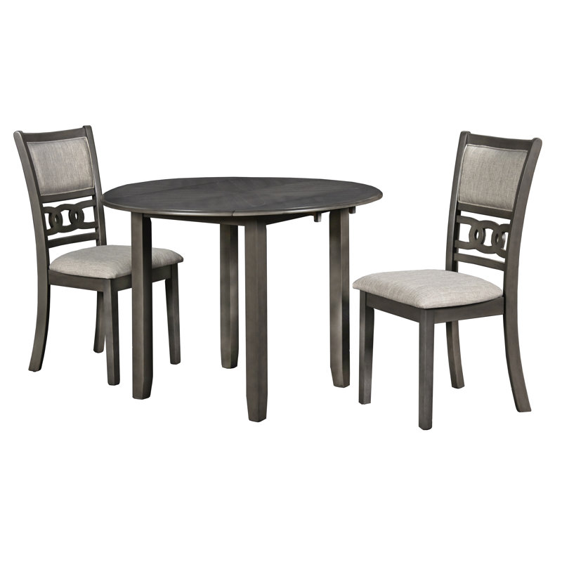 Winston Porter Jackins 3 Piece Drop Leaf Solid Wood Dining Set