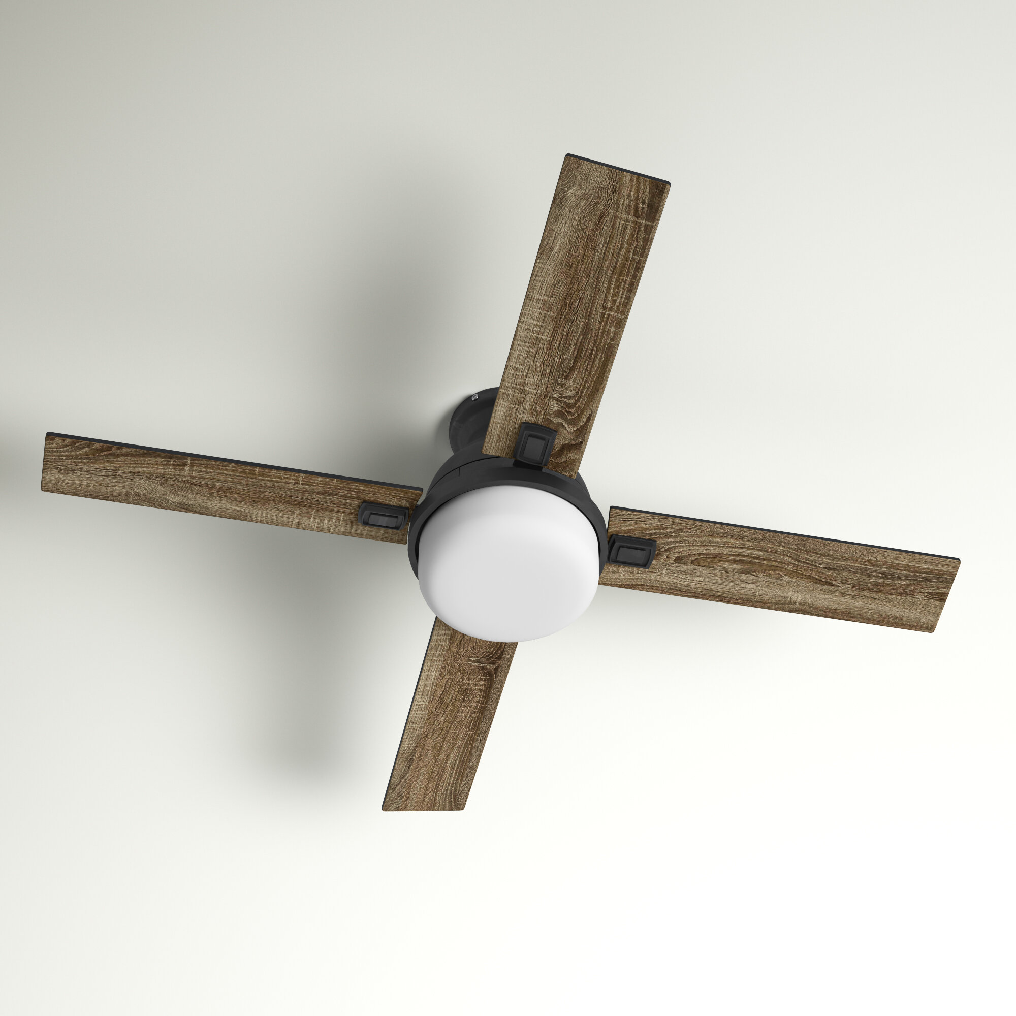 Ceiling Fan with Light Low Profile 52 inches Flush Mount Frosted Glass Black Dry 