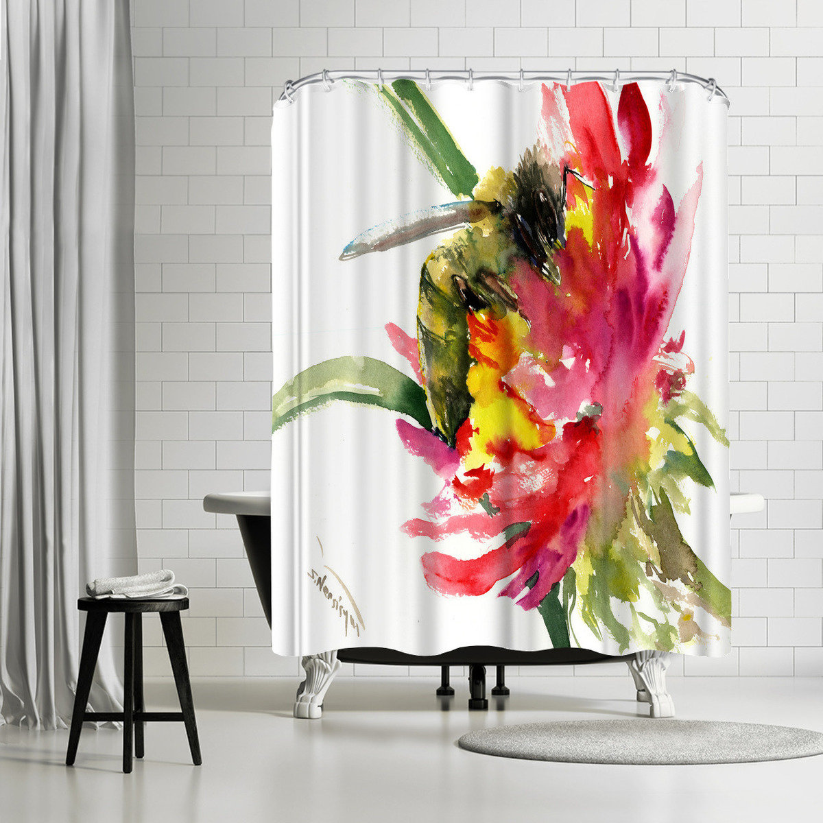 East Urban Home Suren Nersisyan Bee Single Shower Curtain Wayfair