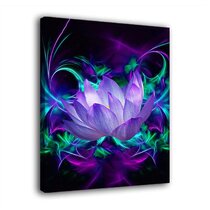 lotus flower painted  Floral CANVAS WALL ART Picture Print VA