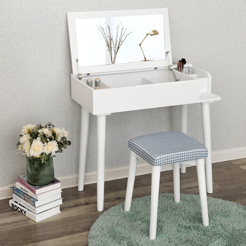 Songmics Modern Dressing Table Set with Mirror | Wayfair.co.uk Songmics Modern Dressing Table Set with Mirror | Wayfair.co.uk