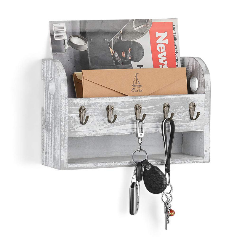 brown wall key mail organizer with key hooks and bibb mail storage hallway furniture home uni tankers dk