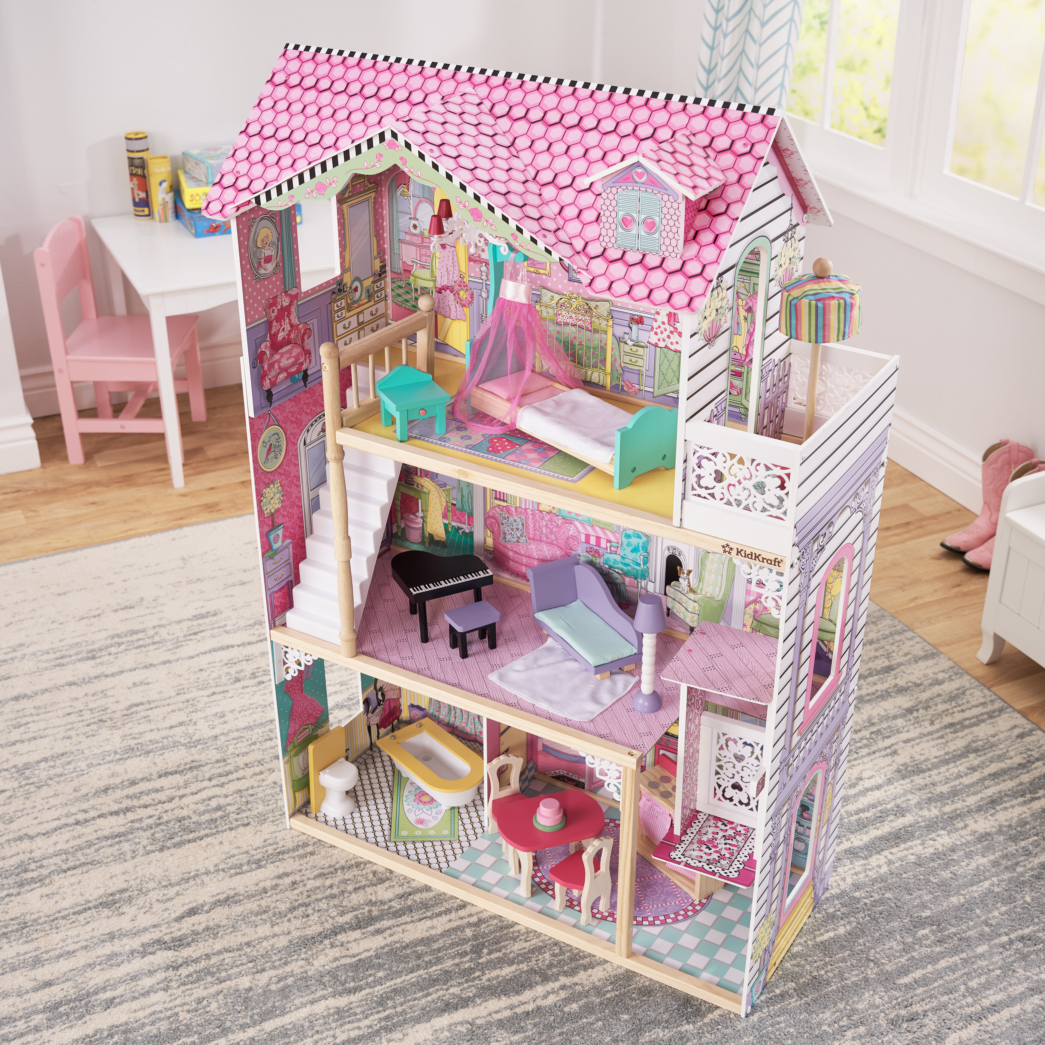 Kidkraft KidKraft Cottage Wooden Dolls House with Furniture and Accessories Dollhouse 