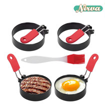 Round Egg Cooker Ring 2 Pieces Non Stick Egg Ring With Cooking Brush Home and Kitchen Aid Egg Rings 