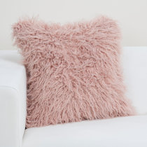 blush faux fur pillow