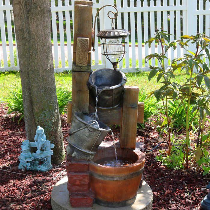 Loon Peak Vela Resin Pouring Buckets Outdoor Garden Water Fountain Loon Peak Vela Resin Pouring Buckets