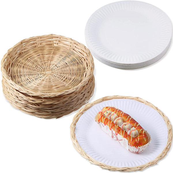 Fox Run 9 Inch Paper Plate Holders Set of 4 Bamboo Plate Holders 
