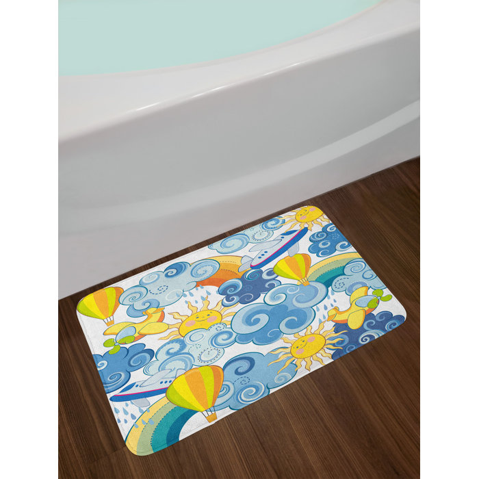 East Urban Home Childrens Yellow And Pale Blue Sky Bath Rug Wayfair