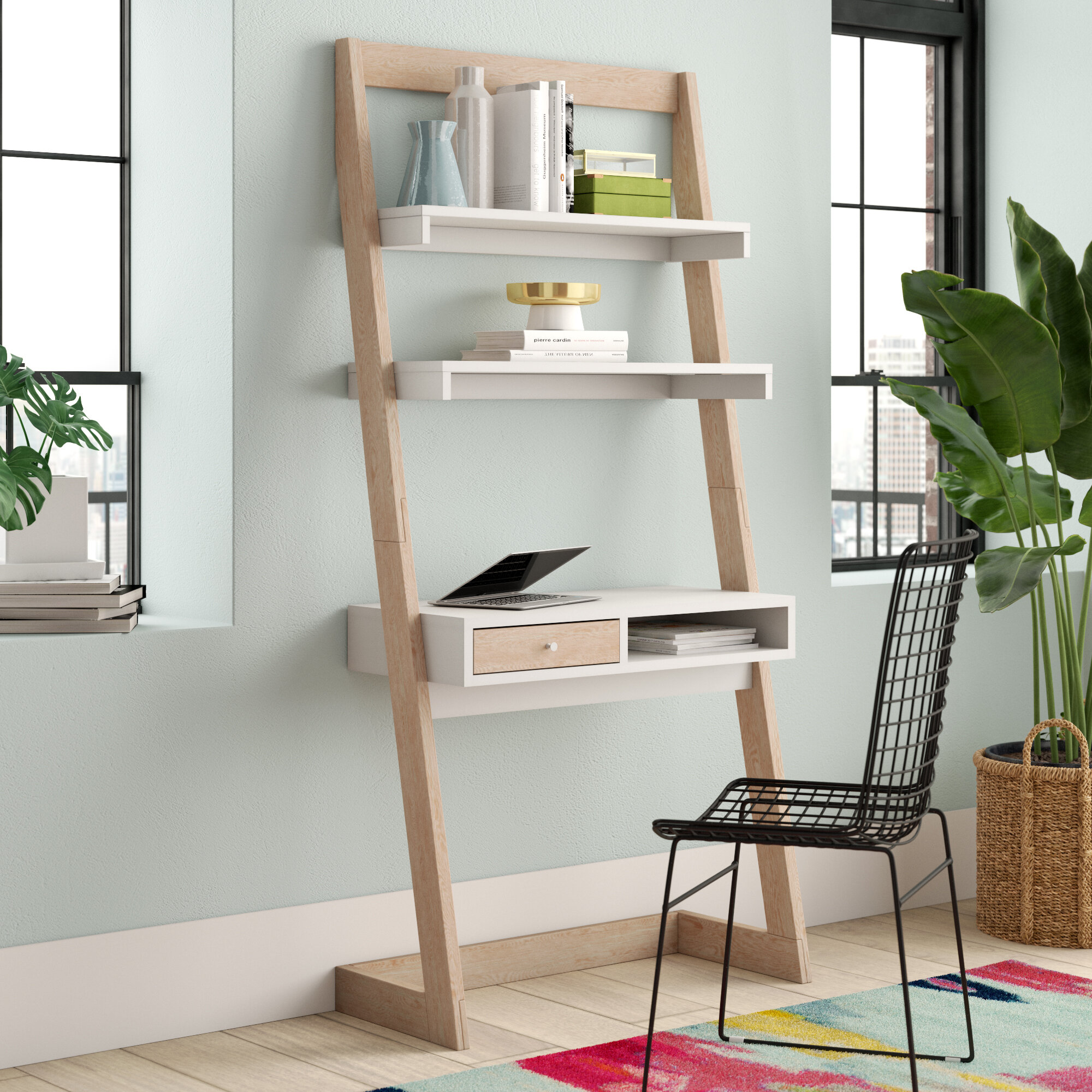 leaning shelf and desk