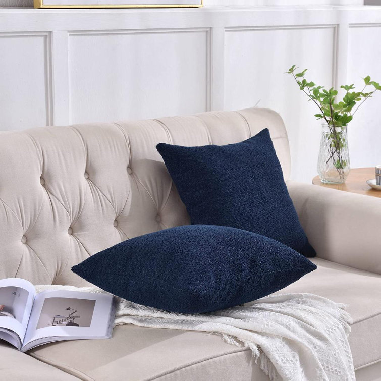 navy textured throw pillow