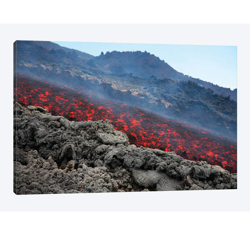 East Urban Home Lava Flow During Eruption Of Mount Etna Volcano Sicily Italy I Photographic Print On Canvas Wayfair