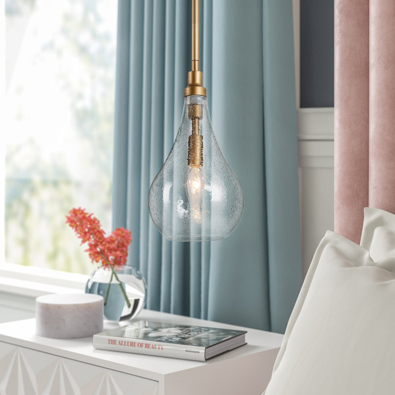 1 - Light Single Teardrop Pendant Light Finish: Brushed Brass