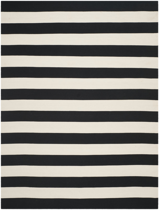Skyler Hand-Woven Cotton Black/White Area Rug #blackandwhite #rug #stripes