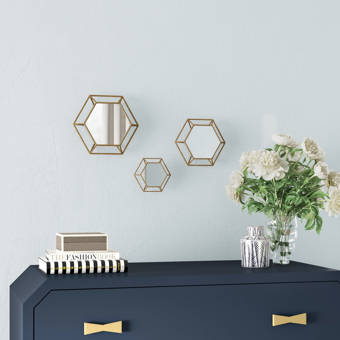 Yahoue 3 Piece Hexagonal Wall Mirror Set Reviews Joss Main