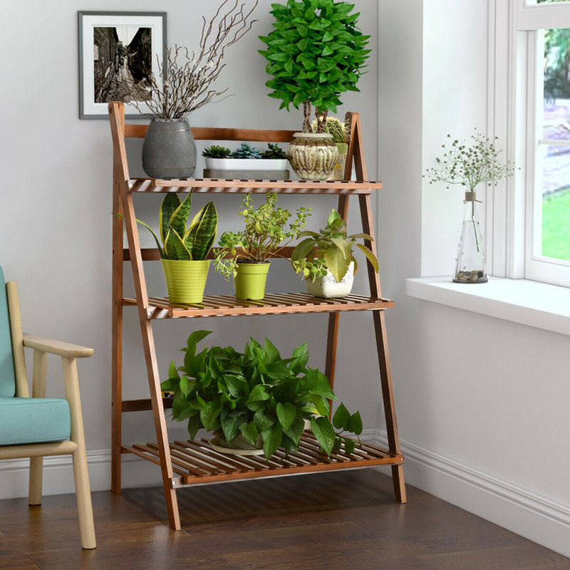 Costway 3 Tier Outdoor 38 x 28 Bamboo Flower Pot Plant
