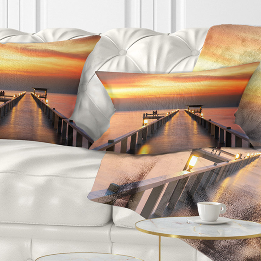 East Urban Home Pier Seascape Sky And Long Wooden Bridge Lumbar Pillow Wayfair