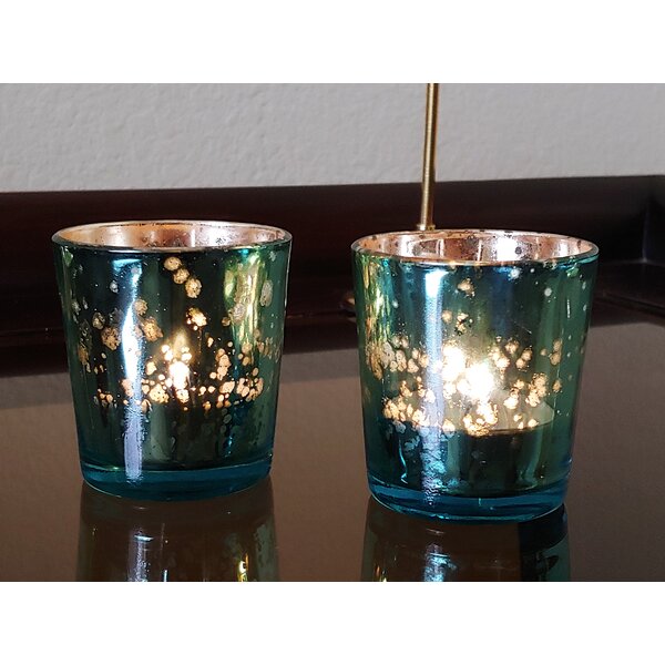 teal candle holder