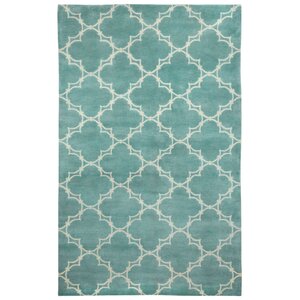 Cococozy Pale Blue / Cream Yale Area Rug