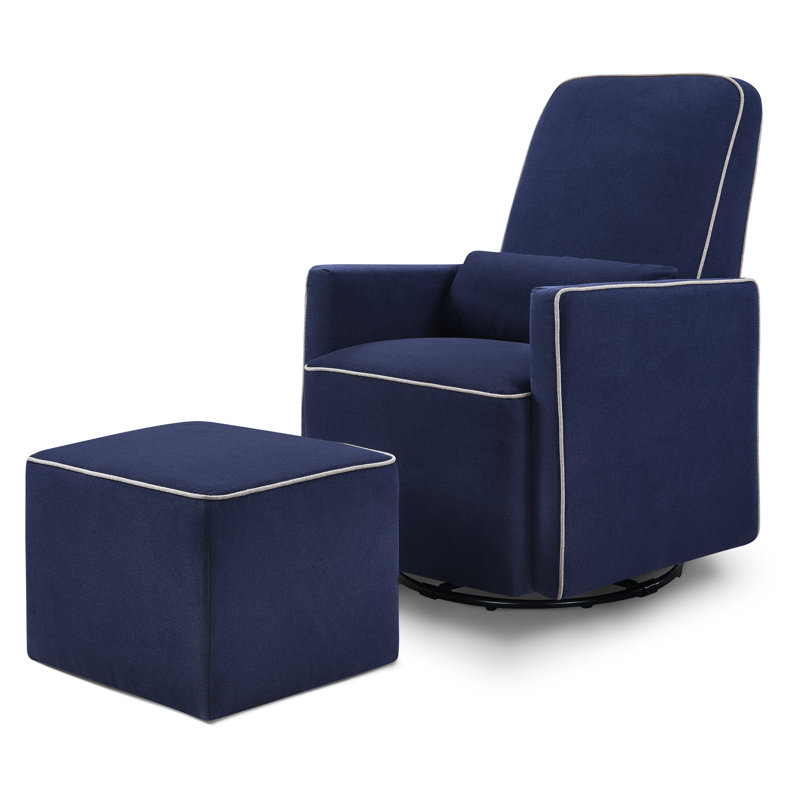 blue glider and ottoman