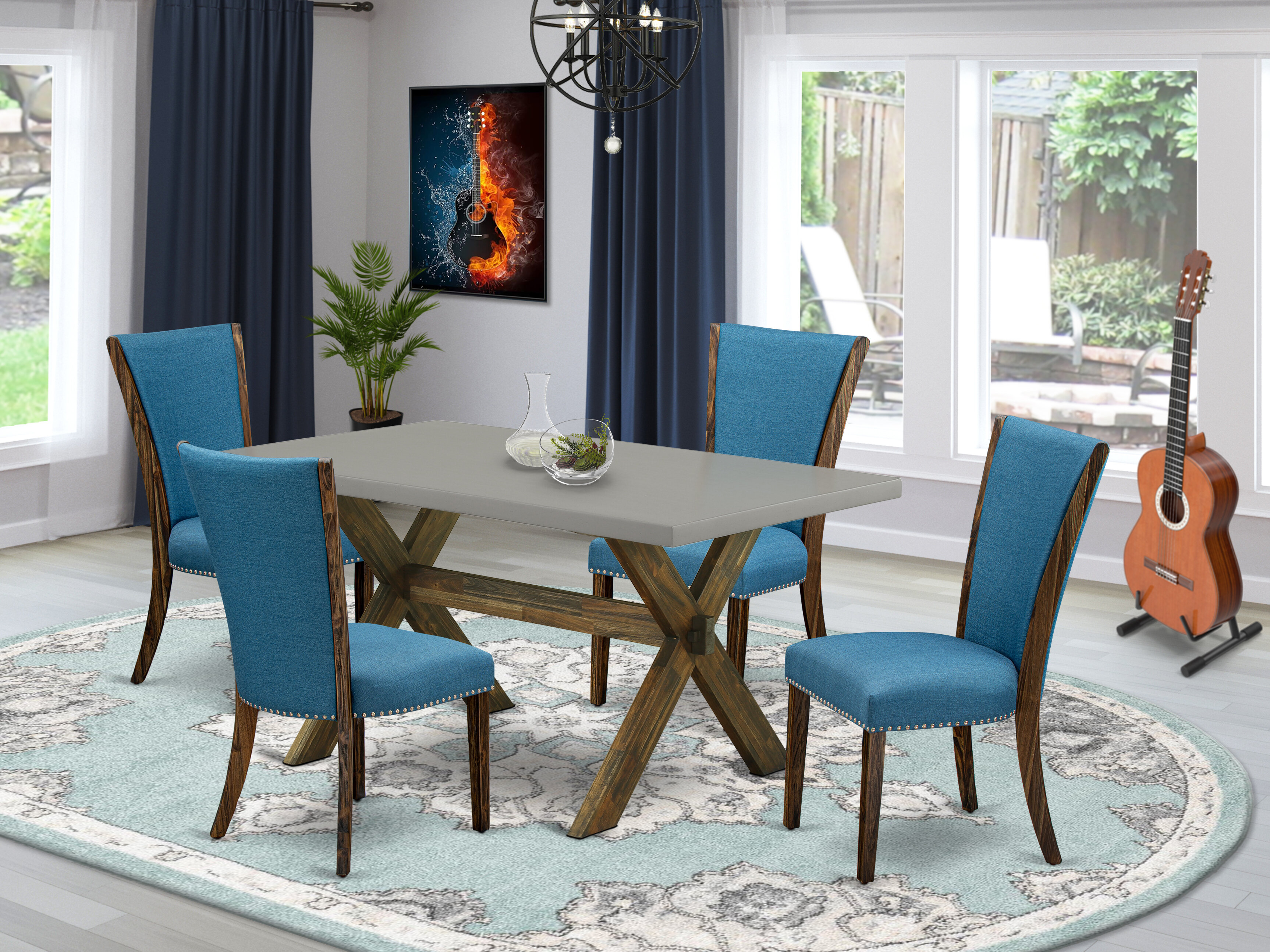 solid wood kitchen table with four chairs