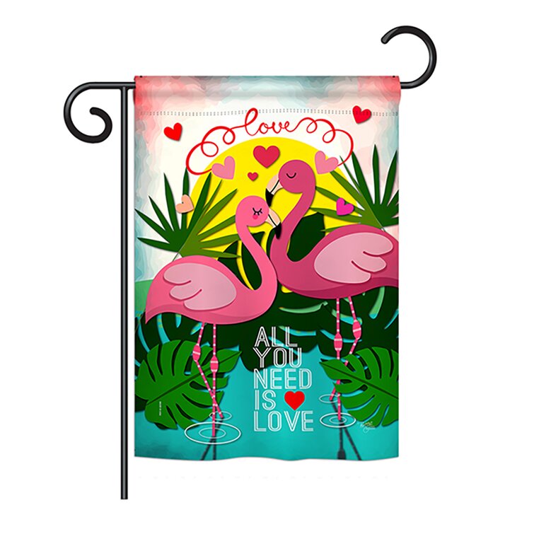 Colorful Flamingos Green Leaves Garden Flags Outdoor Holidays Lawn Yard Banner 