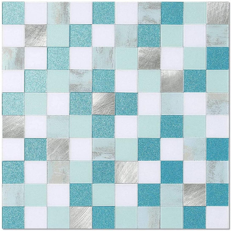 Peel And Stick Backsplash Tile For Kitchen RV Backsplash,Mosaic Tiles For  Bathroom Peel And Stick Tile Shower Tile Waterproof Teal Tile(5PCS)