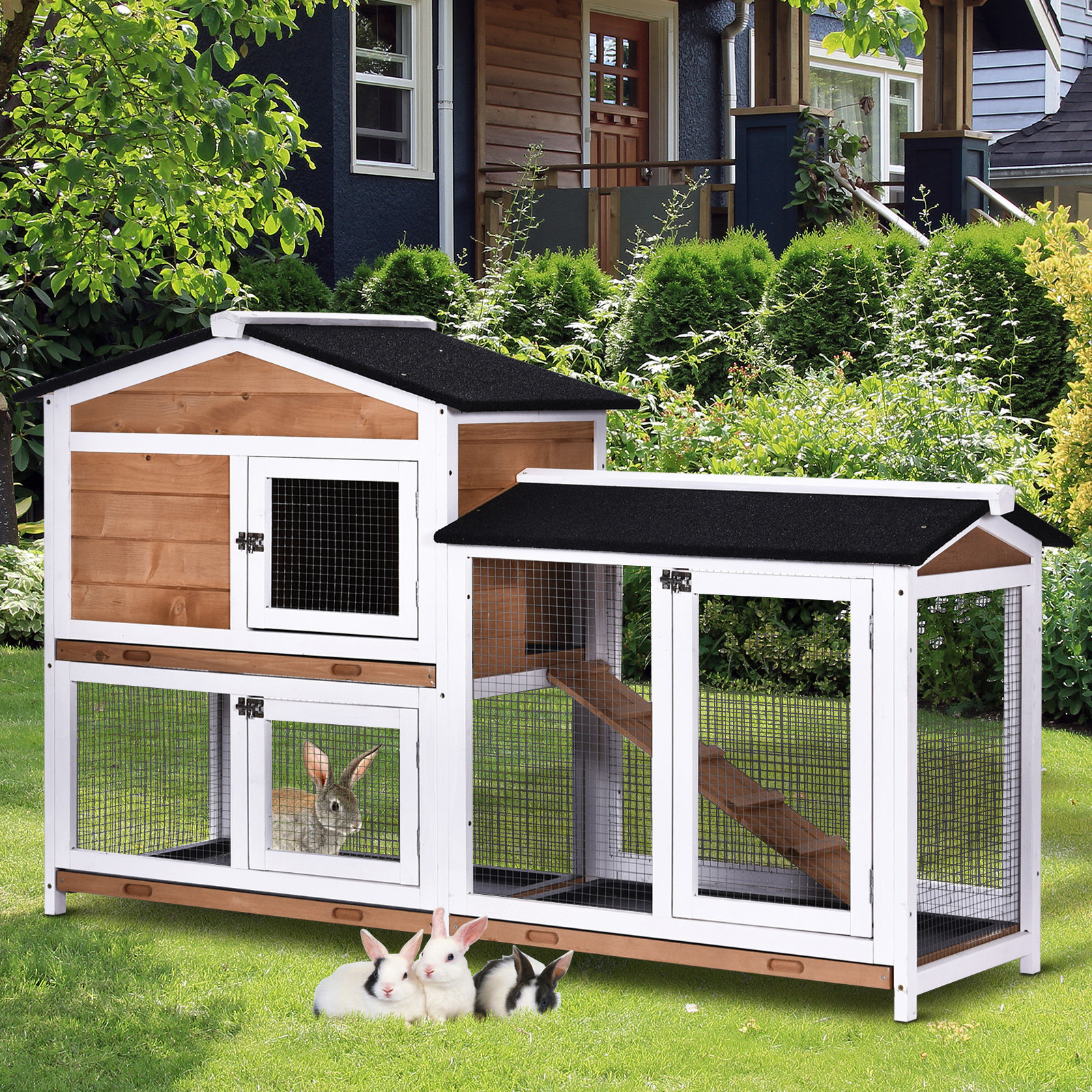 Tucker Murphy Pet™ Violetta Weather Resistant Rabbit Hutch with Ramp