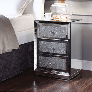 Go to store & view more images Topanga Mirrored 3 Drawer Nightstand by House of Hampton