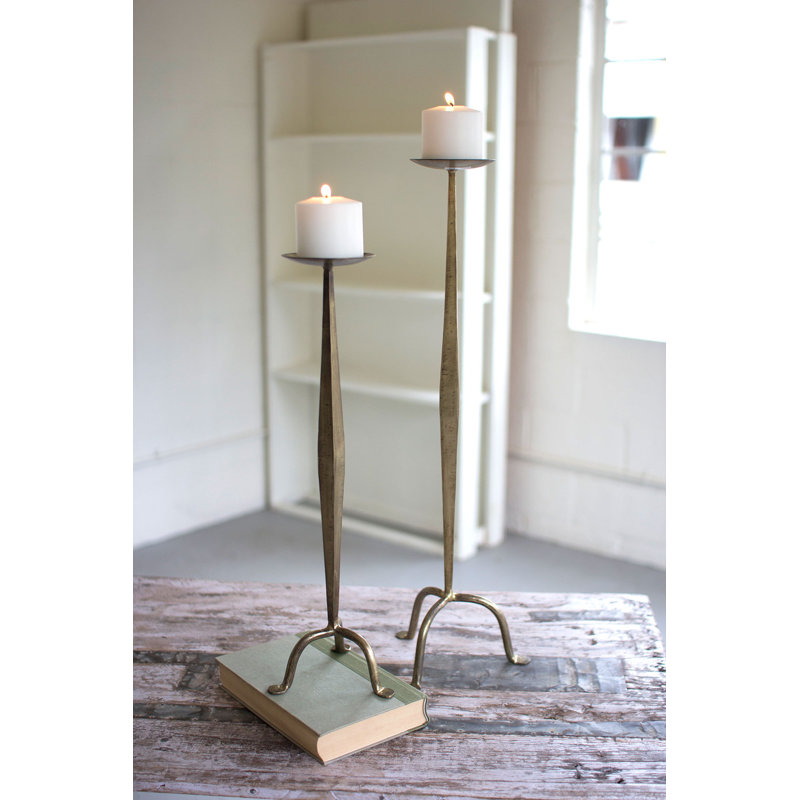 2 Piece Metal Candlestick Set