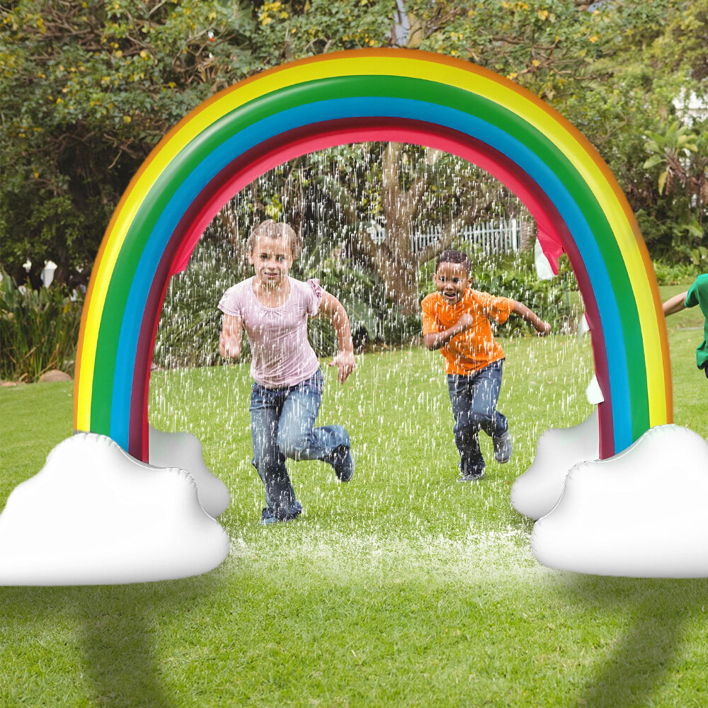 Inflatable Yard Summer Lawn Sprinkler Toy Rainbow Over 6 Ft Long Kids Summer Toy 