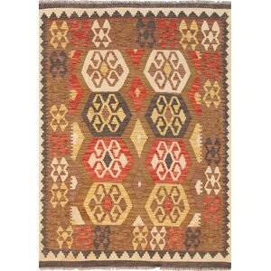 Kilim Hand-Woven Brown Area Rug