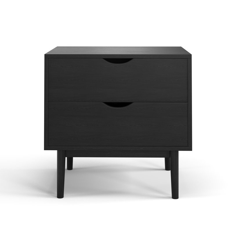 NEW Modern Stylish White And Wood Sturdy 2 Drawer Bedside Storage Cabinet Table