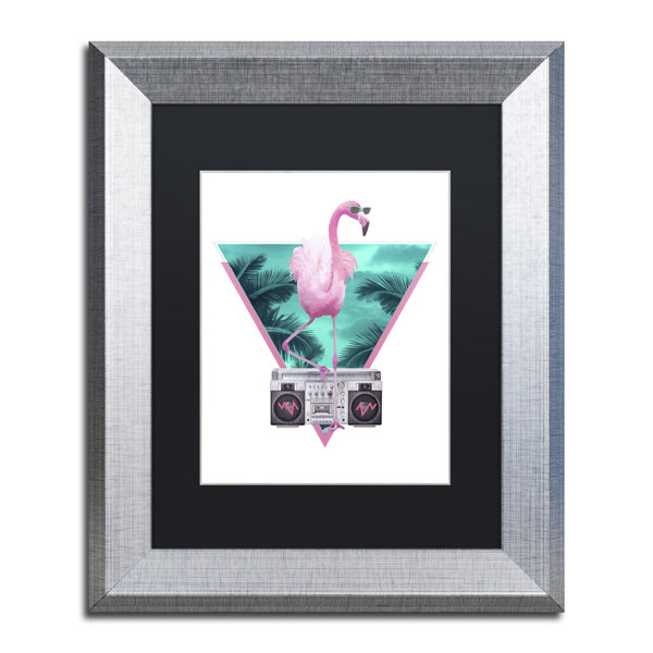 Trademark Art Miami Flamingo Matted Framed Painting Print On