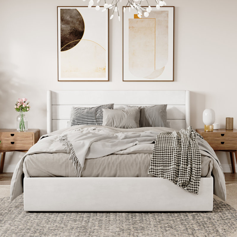 Braya Hydraulic Lift Up Storage Upholstered Platform Bed Size: Queen, Color: Black