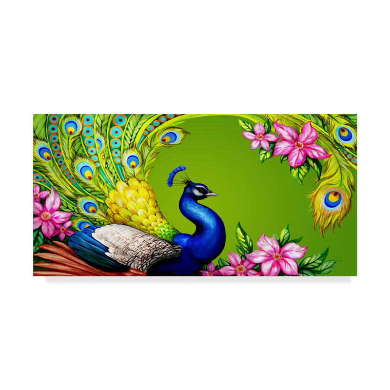 Trademark Art Gorgeous Peacock Graphic Art Print On Wrapped Canvas Reviews Wayfair
