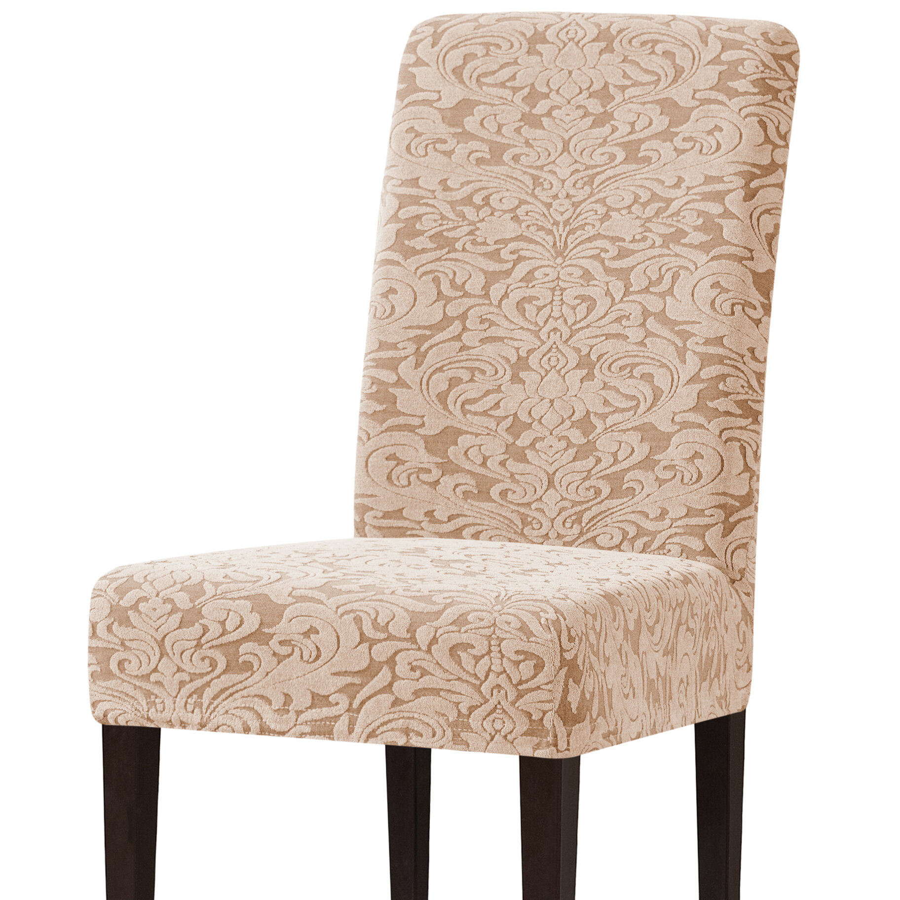 Subrtex Damask Printed Soft Stretchy Box Cushion Dining Chair Slipcover Wayfair Co Uk
