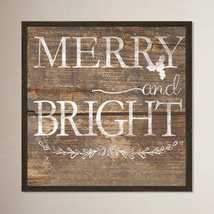 Merry and Bright Rustic Wood Inverse Framed Memorabilia