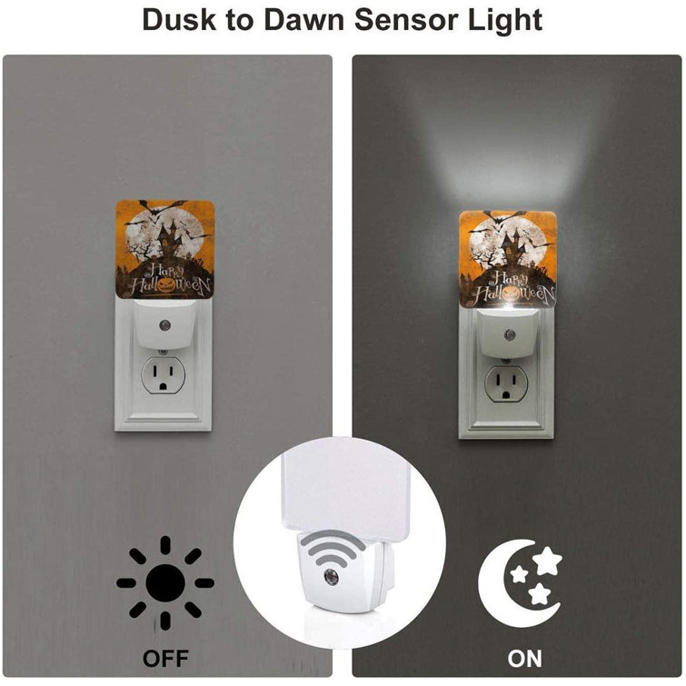 2Pc LED Night Light Plug In Dusk to Dawn Sensor Wall Mount Lamp for kids Bedroom 