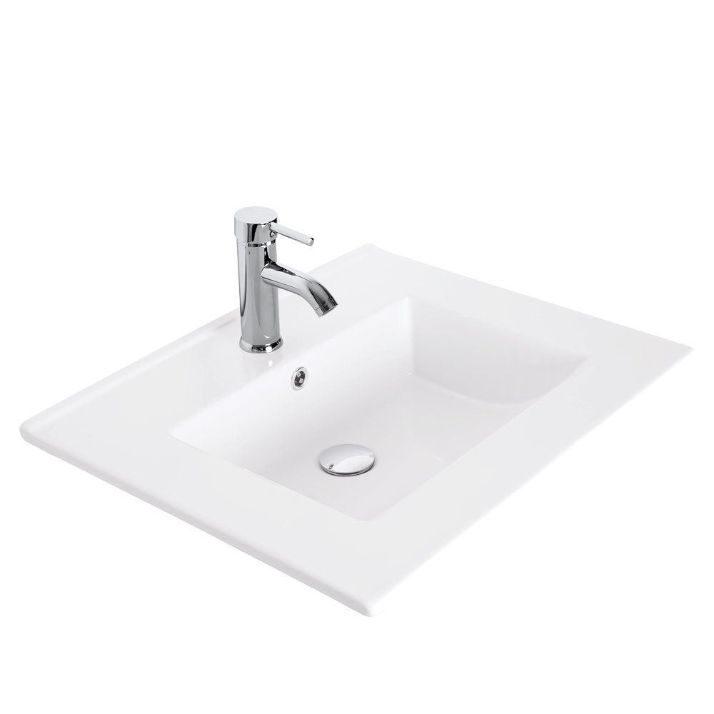 Eclife White Ceramic Rectangular Drop In Bathroom Sink With Faucet And Overflow Wayfair