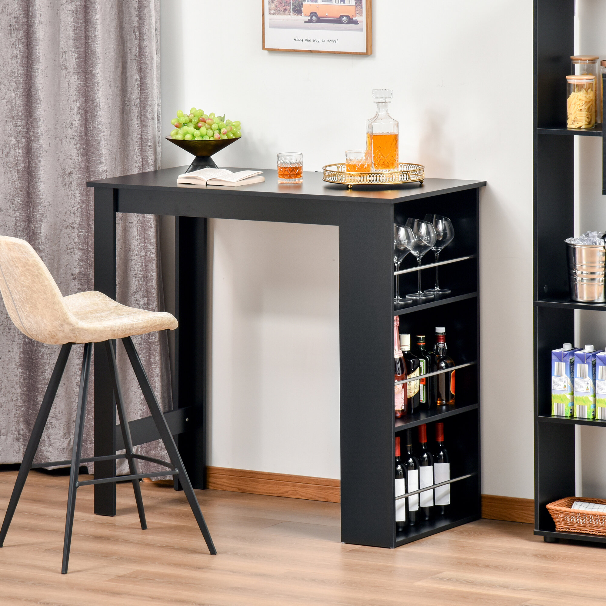 bar height table with shelf