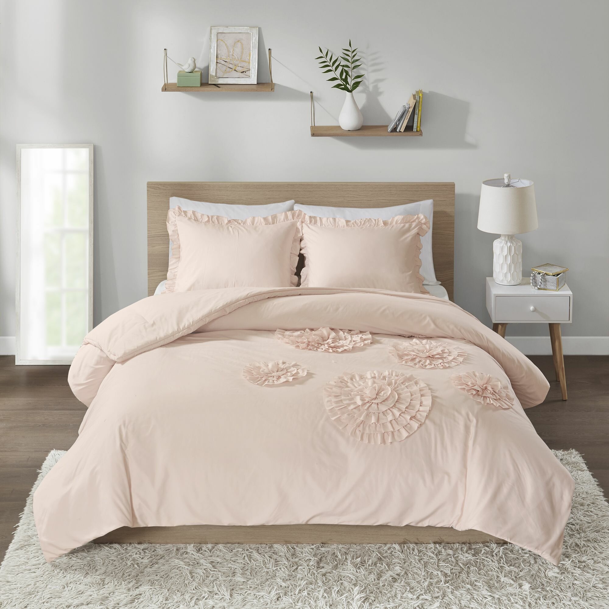 Ophelia Co Alamo Solid Ruffle Floral Comforter Set Reviews