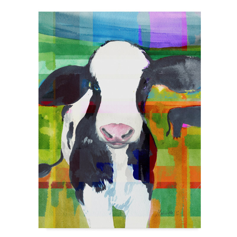 August Grove Cow Colors Acrylic Painting Print On Wrapped Canvas
