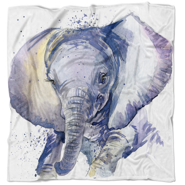 East Urban Home Abstract Baby Elephant Watercolor Blanket Wayfair