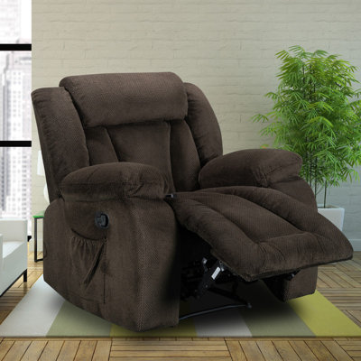 Kokal Manual Soft Chenille Fabric Reclining Chair with Heated and Massage Functions