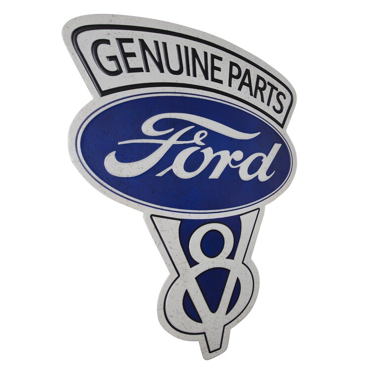 Ford Racing Flames 12" Embossed Metal Circle Sign