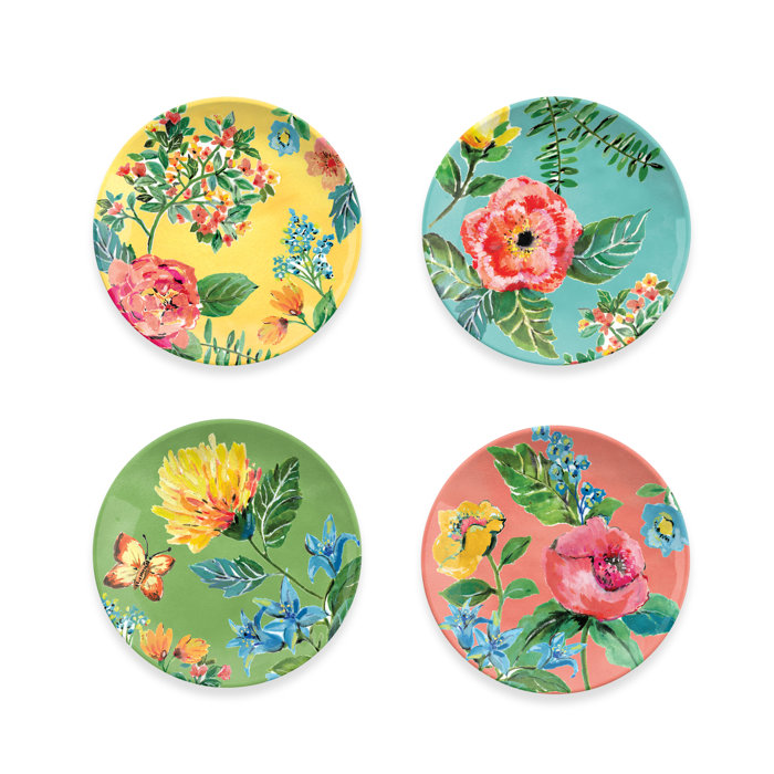 Home Garden Plates Melamine Plates Dessert Plates Salad Plates Plastic Sets Of 4 Botanical 9 Magnumcap Com