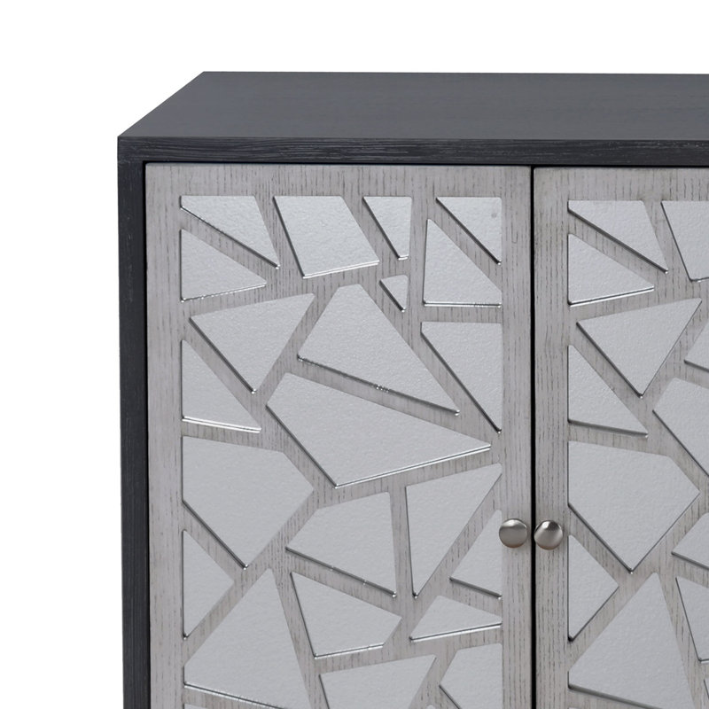 Wrought Studio Nicklas Fractal Accent Three Door Mirrored Credenza